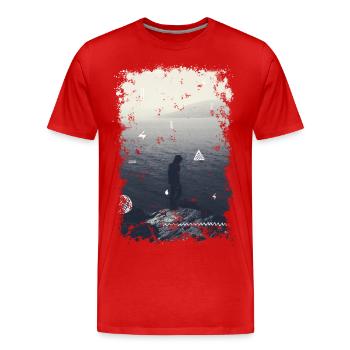 Océan - T-shirt bio Premium Homme - rouge - Devant - Damien (186cm)