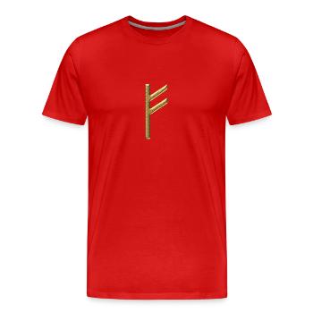 Rune Fehu - bonheur et prospérité, runes, Odin - T-shirt bio Premium Homme - rouge - Devant - Damien (186cm)