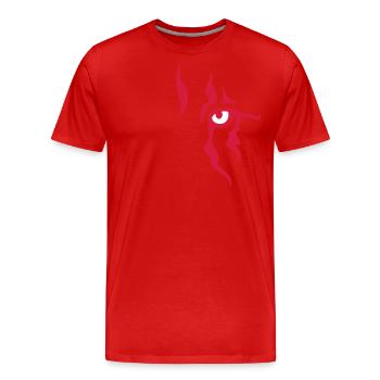 Œil de lion (gauche) - T-shirt bio Premium Homme - rouge - Devant - Damien (186cm)