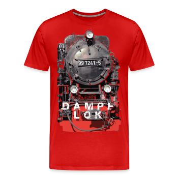 Dampflok - Männer Premium Bio T-Shirt - Rot - Vorne - Damien (186cm)