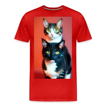 Kurzhaarige Hauskatzen - Männer Premium Bio T-Shirt - Rot - Vorne - Damien (186cm)
