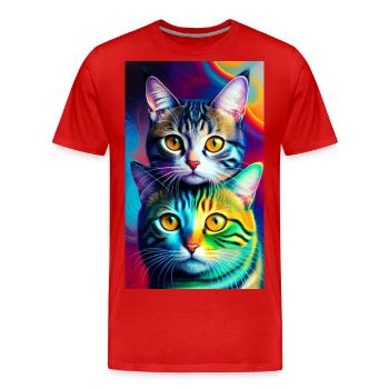 Marvellous domestic short haired cats - Men's Premium Organic T-Shirt - red - Front - Damien (186cm)