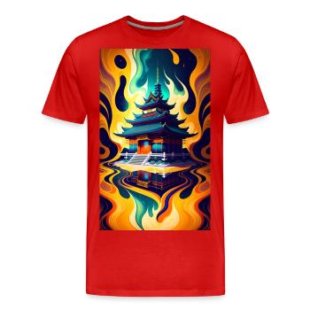 Temple reflection - Men's Premium Organic T-Shirt - red - Front - Damien (186cm)