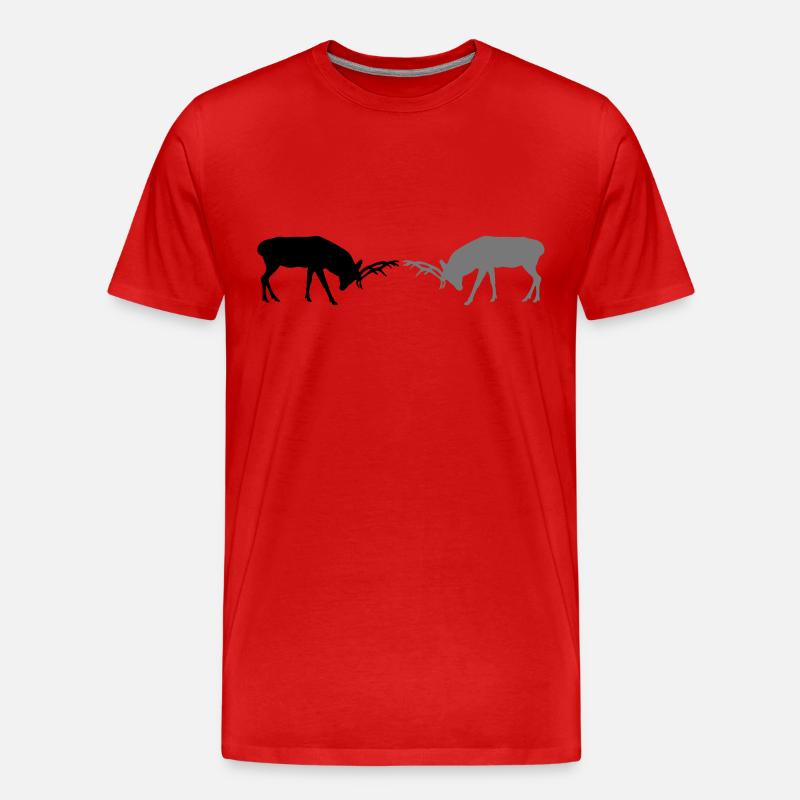 hirsch - geweih - jagd - jäger - Männer Premium Bio T-Shirt - Rot