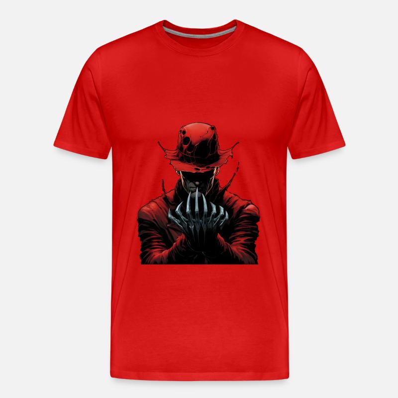 Horror, Unheimlicher Mann - Männer Premium Bio T-Shirt - Rot