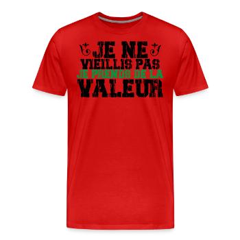 Je ne vieillis pas cadeau femme ou homme - T-shirt bio Premium Homme - rouge - Devant - Damien (186cm)