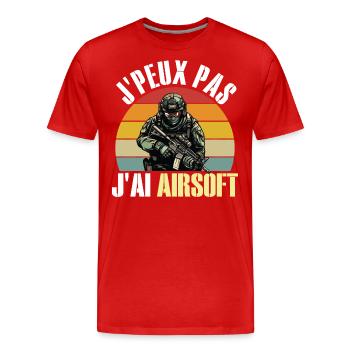 Je Peux Pas J'Ai Airsoft Humour Airsofteur - T-shirt bio Premium Homme - rouge - Devant - Damien (186cm)