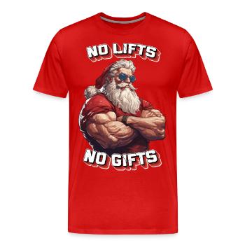 Père Noël grossier - Pas d’ascenseurs, pas de cadeaux - T-shirt bio Premium Homme - rouge - Devant - Damien (186cm)
