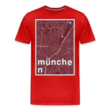 München Hipster Stadt Karte rot - Männer Premium Bio T-Shirt - Rot - Vorne - Damien (186cm)