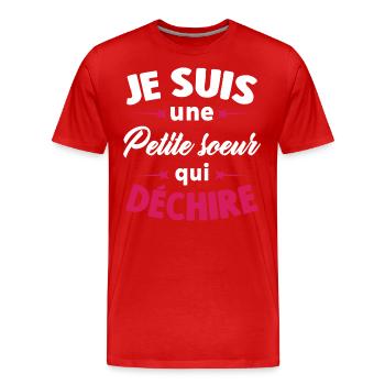 Je Suis Une Petite soeur Qui Déchire - T-shirt bio Premium Homme - rouge - Devant - Damien (186cm)