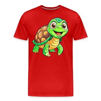 Mega Cute Turtle - Men's Premium Organic T-Shirt - red - Front - Damien (186cm)
