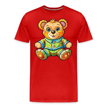 Teddy in pajamas - Men's Premium Organic T-Shirt - red - Front - Damien (186cm)