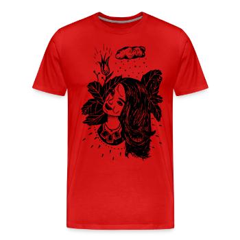 Frau Halskette - Männer Premium Bio T-Shirt - Rot - Vorne - Damien (186cm)