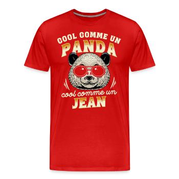 Cool Comme Un Panda, Cool Comme Un Jean - T-shirt bio Premium Homme - rouge - Devant - Damien (186cm)