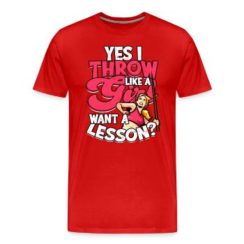 Lancer de javelot Girl Track and Fieldwerwer - T-shirt bio Premium Homme - rouge - Devant - Damien (186cm)