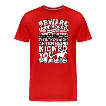 pferderennen pferd reiten pferde reiter geschenk g - Männer Premium Bio T-Shirt - Rot - Vorne - Damien (186cm)