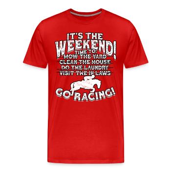 pferderennen pferd reiten pferde reiter geschenk g - Männer Premium Bio T-Shirt - Rot - Vorne - Damien (186cm)