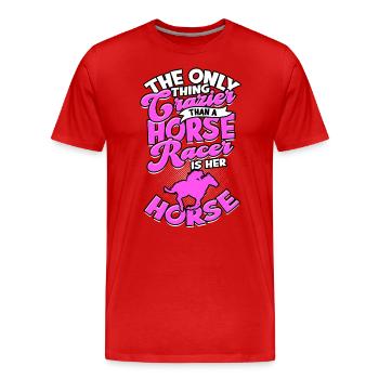courses de chevaux balade à cheval chevaux cavalier cadeau g - T-shirt bio Premium Homme - rouge - Devant - Damien (186cm)