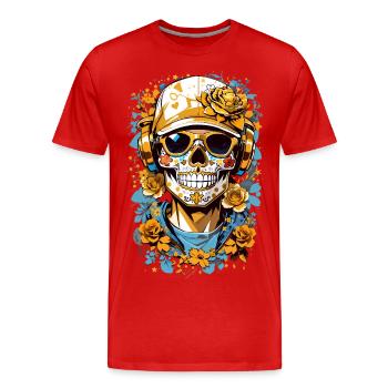 Sugar Skull - Men's Premium Organic T-Shirt - red - Front - Damien (186cm)