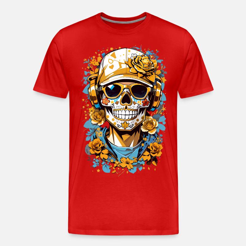 Zucker Schädel - Männer Premium Bio T-Shirt - Rot