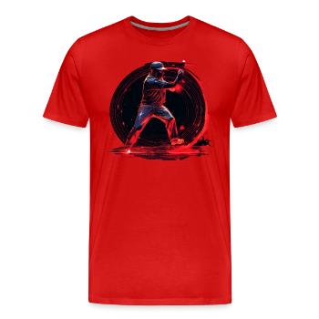 Pichet de baseball en enseigne au néon rouge, pop art - T-shirt bio Premium Homme - rouge - Devant - Damien (186cm)