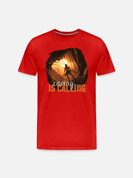 The cave calls at sunset - Men's Premium Organic T-Shirt - red