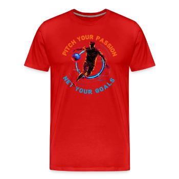 Neon-Fußballspiel, motivierendes Zitat - Männer Premium Bio T-Shirt - Rot - Vorne - Damien (186cm)