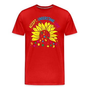 Sensibilisation à l’autisme - T-shirt bio Premium Homme - rouge - Devant - Damien (186cm)