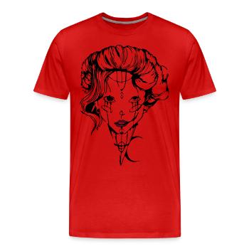 Tendresse maléfique - T-shirt bio Premium Homme - rouge - Devant - Damien (186cm)