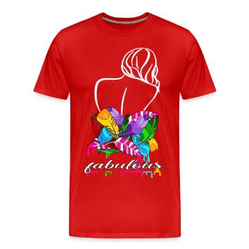 Frau mit Federn und Farbe, fabelhaft - Männer Premium Bio T-Shirt - Rot - Vorne - Damien (186cm)