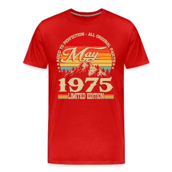 Mai 1975 Jahrgang Geburtstag Vintage Retro - Männer Premium Bio T-Shirt - Rot - Vorne - Damien (186cm)