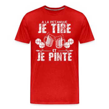 A La Petanque Je Tire Et Je Pinte Bière - T-shirt bio Premium Homme - rouge - Devant - Damien (186cm)