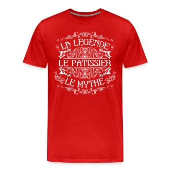 Patissier | meilleur Patissier | la légende le myt - T-shirt bio Premium Homme - rouge - Devant - Damien (186cm)