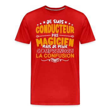 Conducteur | Conducteur pas Magicien | Meilleur Co - T-shirt bio Premium Homme - rouge - Devant - Damien (186cm)