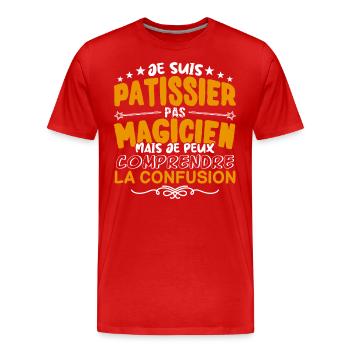 Patissier | Patissier pas Magicien | Meilleur Pati - T-shirt bio Premium Homme - rouge - Devant - Damien (186cm)