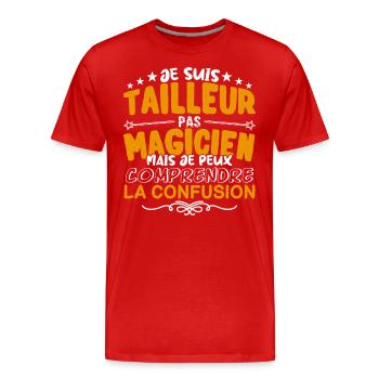 Tailleur | Tailleur pas Magicien | Meilleur Taille - T-shirt bio Premium Homme - rouge - Devant - Damien (186cm)