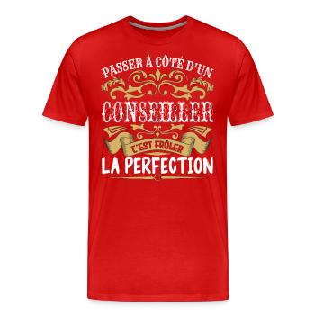 Le Meilleur Conseiller | Conseiller à la perfectio - T-shirt bio Premium Homme - rouge - Devant - Damien (186cm)
