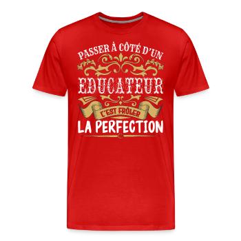 Le Meilleur Educateur | Educateur à la perfection - T-shirt bio Premium Homme - rouge - Devant - Damien (186cm)