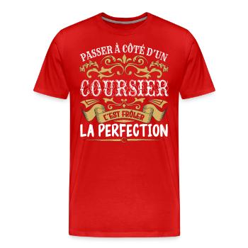 Le Meilleur Coursier | Coursier à la perfection - T-shirt bio Premium Homme - rouge - Devant - Damien (186cm)