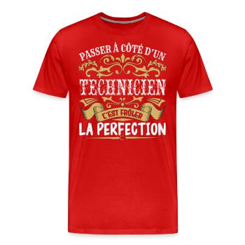 Le Meilleur Technicien | Technicien à la perfectio - T-shirt bio Premium Homme - rouge - Devant - Damien (186cm)