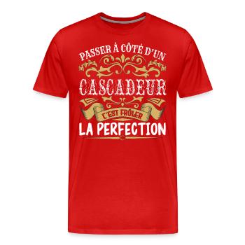 Le Meilleur Cascadeur | Cascadeur à la perfection - T-shirt bio Premium Homme - rouge - Devant - Damien (186cm)