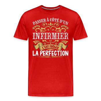 Le Meilleur Infirmier | Infirmier à la perfection - T-shirt bio Premium Homme - rouge - Devant - Damien (186cm)