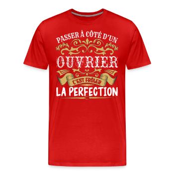 Le Meilleur Ouvrier | Ouvrier à la perfection - T-shirt bio Premium Homme - rouge - Devant - Damien (186cm)