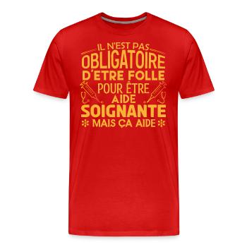 infirmière Soignante cadeau aide soignante - T-shirt bio Premium Homme - rouge - Devant - Damien (186cm)