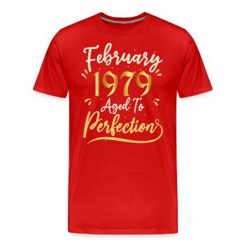 Februar 1979 Februar in Perfektion gealtert 1979 - Männer Premium Bio T-Shirt - Rot - Vorne - Damien (186cm)