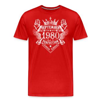 September 1980 | September 1980 1980 - Männer Premium Bio T-Shirt - Rot - Vorne - Damien (186cm)