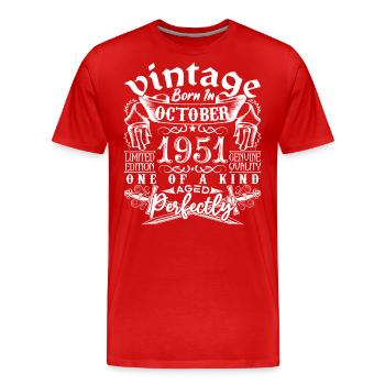 1951 Oktober 1951 Geburtstag Oktober 1951 Oktober - Männer Premium Bio T-Shirt - Rot - Vorne - Damien (186cm)