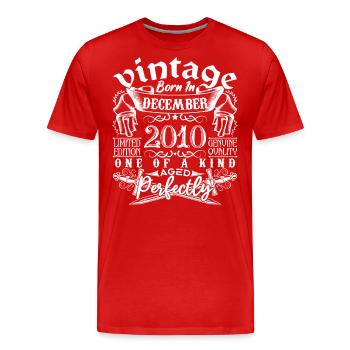 2010 Décembre 2010 anniversaire December 2010 - T-shirt bio Premium Homme - rouge - Devant - Damien (186cm)
