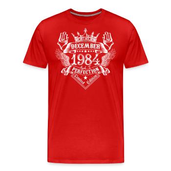 Dezember 1984 | Dezember 1984 Jubiläum 1984 - Männer Premium Bio T-Shirt - Rot - Vorne - Damien (186cm)