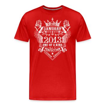 2013 Janvier 2013 anniversaire Janvier 2013 - T-shirt bio Premium Homme - rouge - Devant - Damien (186cm)